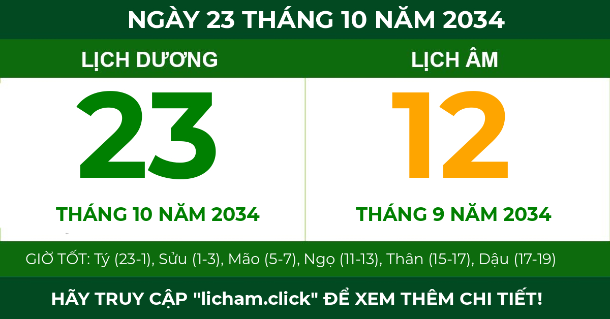 lịch âm ngày 23 tháng 10 năm 2034
