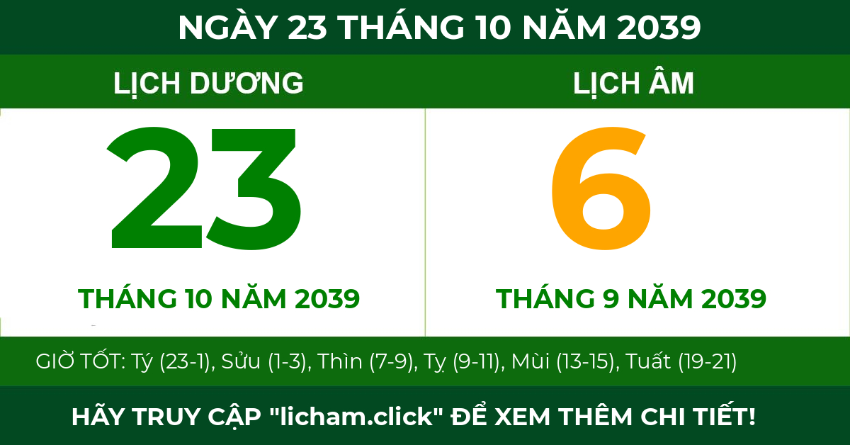 lịch âm ngày 23 tháng 10 năm 2039
