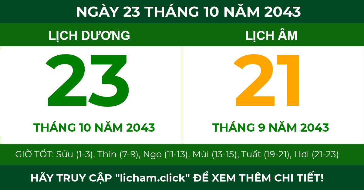 lịch âm ngày 23 tháng 10 năm 2043
