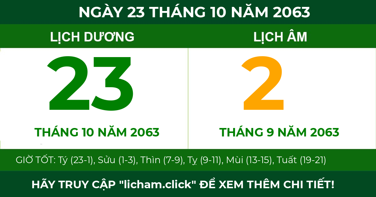 lịch âm ngày 23 tháng 10 năm 2063