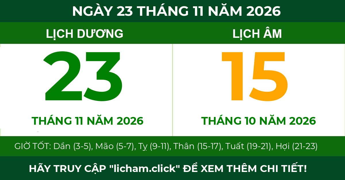 lịch âm ngày 23 tháng 11 năm 2026