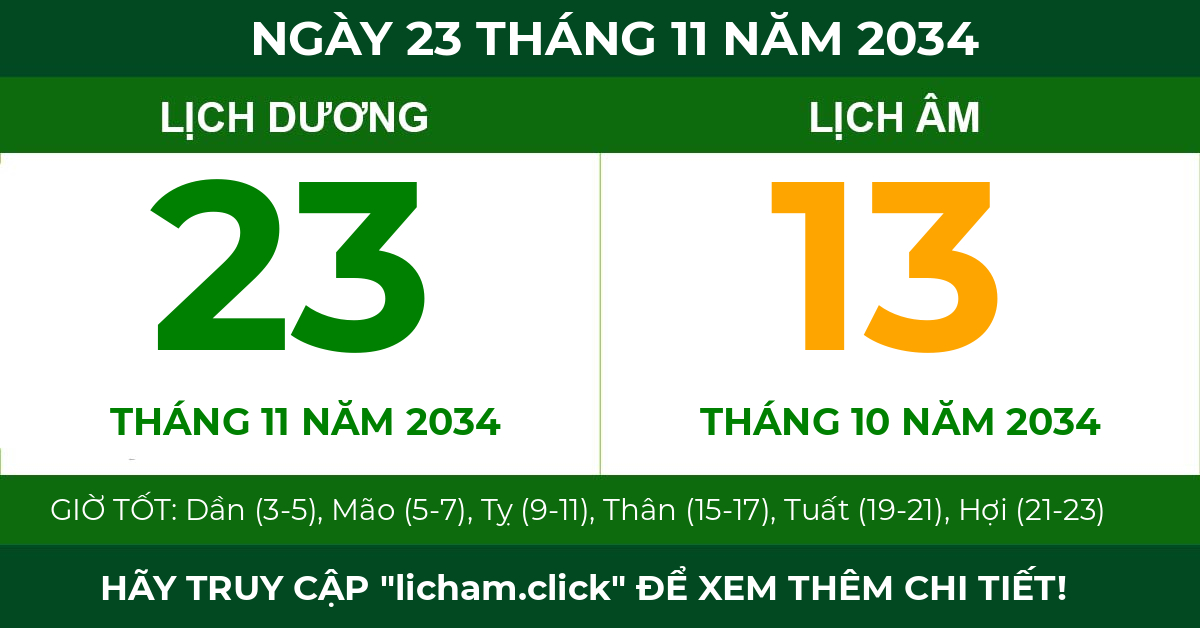 lịch âm ngày 23 tháng 11 năm 2034