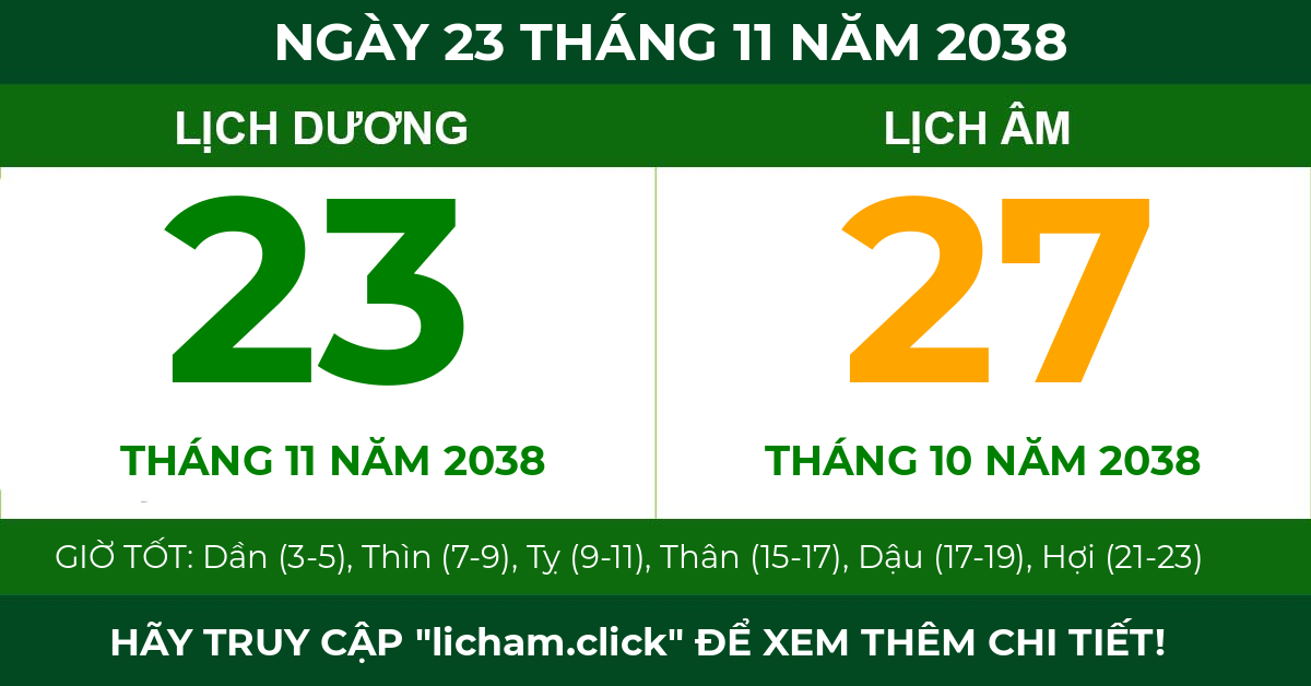 lịch âm ngày 23 tháng 11 năm 2038