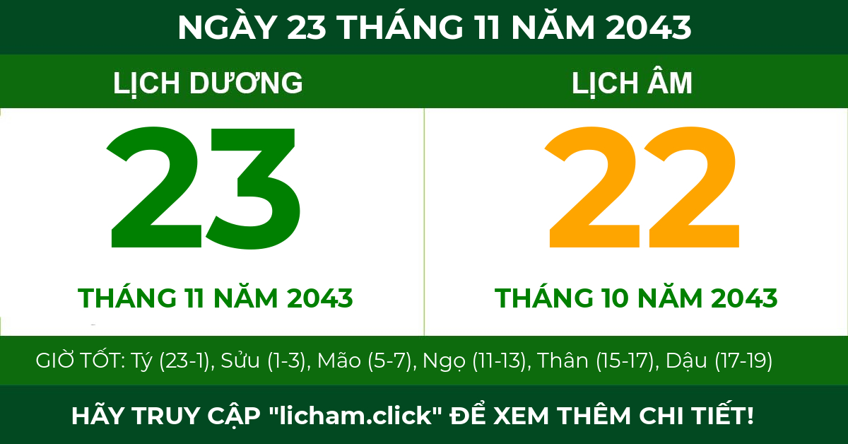 lịch âm ngày 23 tháng 11 năm 2043