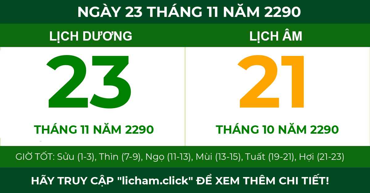 lịch âm ngày 23 tháng 11 năm 2290