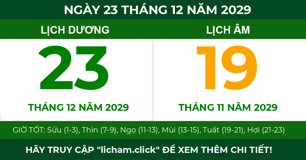 lịch âm ngày 23 tháng 12 năm 2029