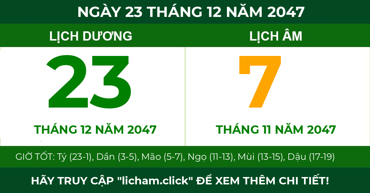 lịch âm ngày 23 tháng 12 năm 2047