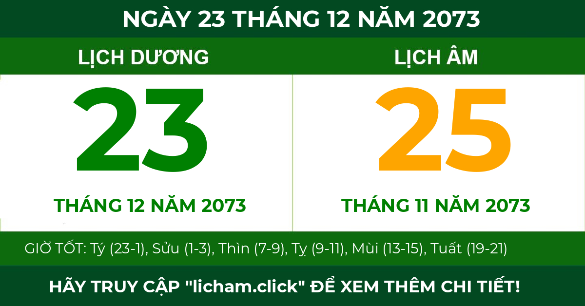 lịch âm ngày 23 tháng 12 năm 2073