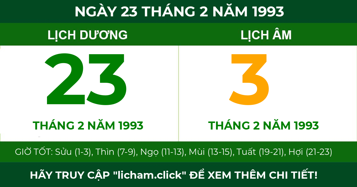 lịch âm ngày 23 tháng 2 năm 1993