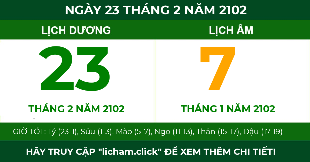 lịch âm ngày 23 tháng 2 năm 2102