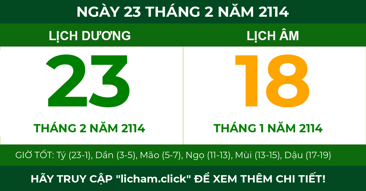 lịch âm ngày 23 tháng 2 năm 2114