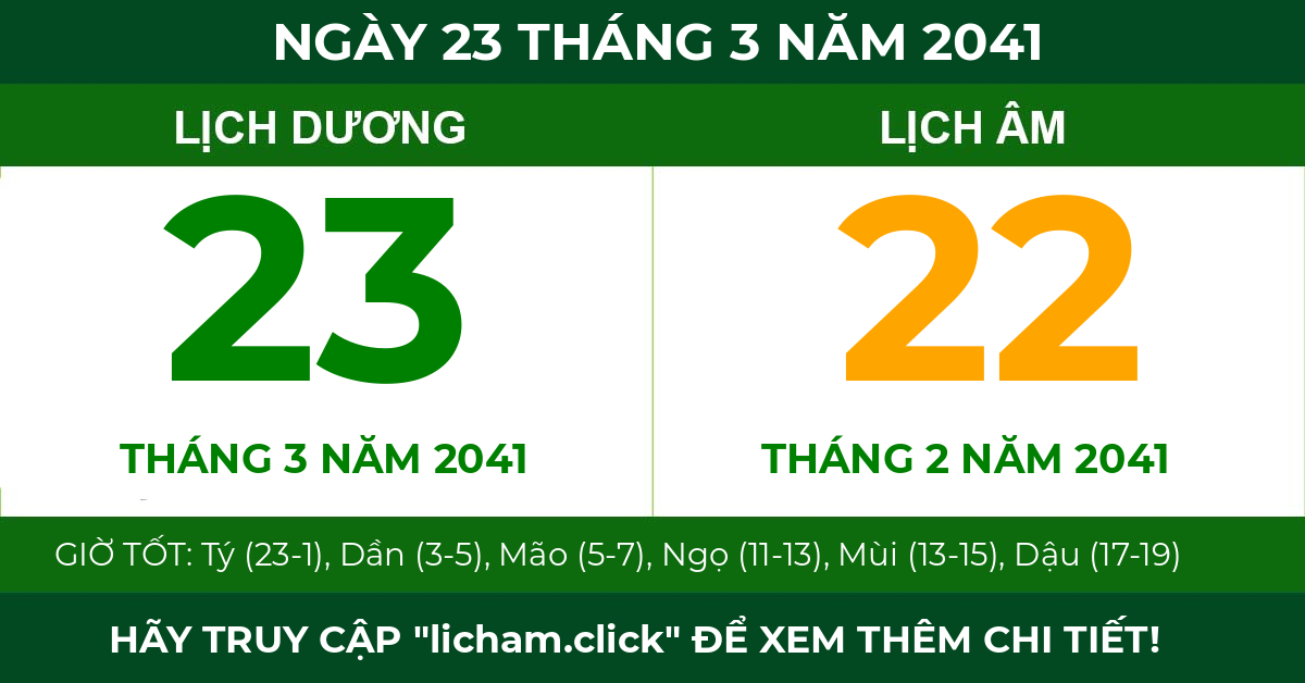 lịch âm ngày 23 tháng 3 năm 2041