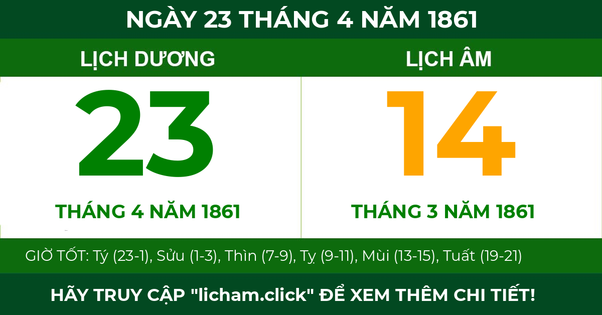 lịch âm ngày 23 tháng 4 năm 1861