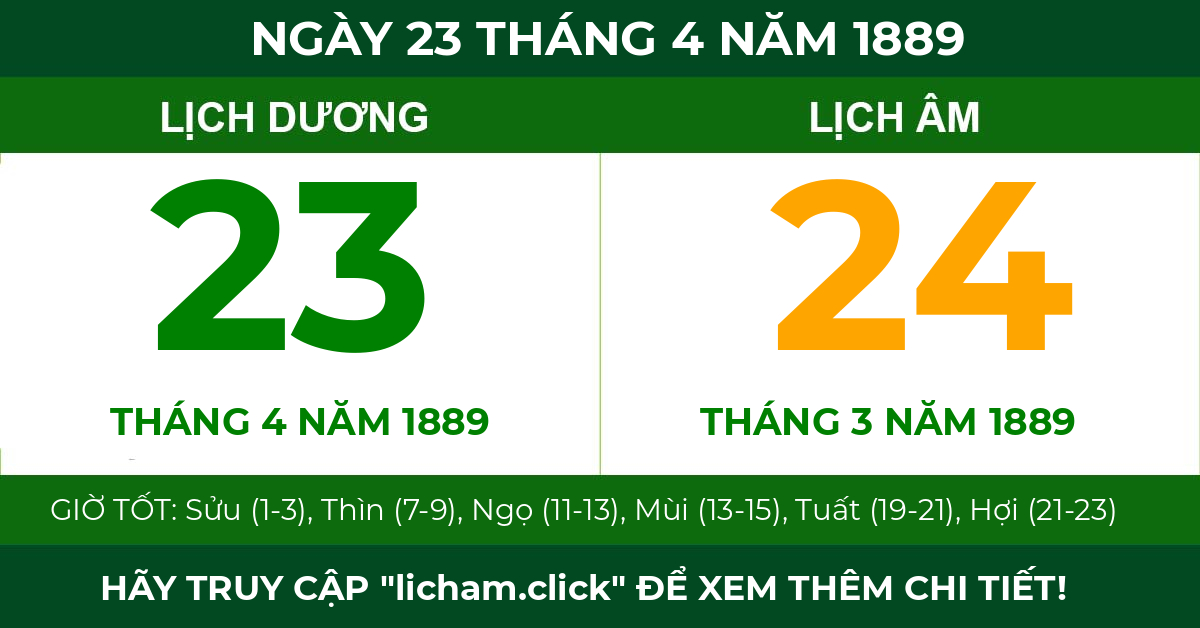 lịch âm ngày 23 tháng 4 năm 1889