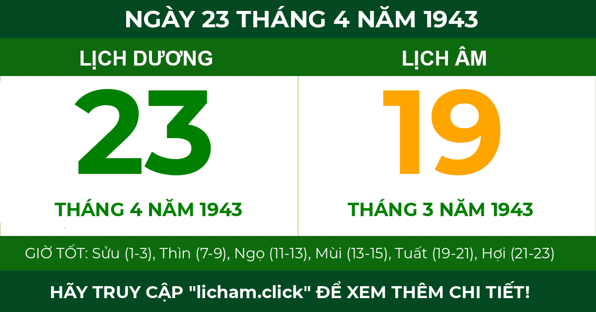 lịch âm ngày 23 tháng 4 năm 1943