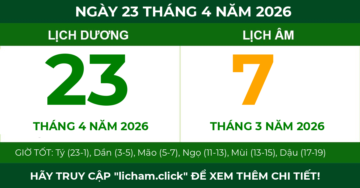 lịch âm ngày 23 tháng 4 năm 2026