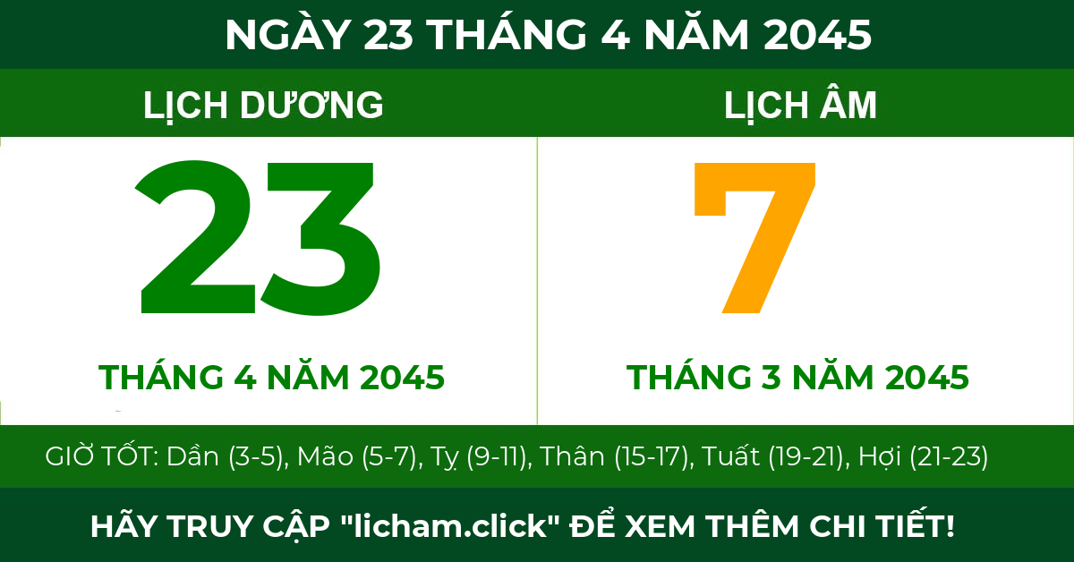 lịch âm ngày 23 tháng 4 năm 2045