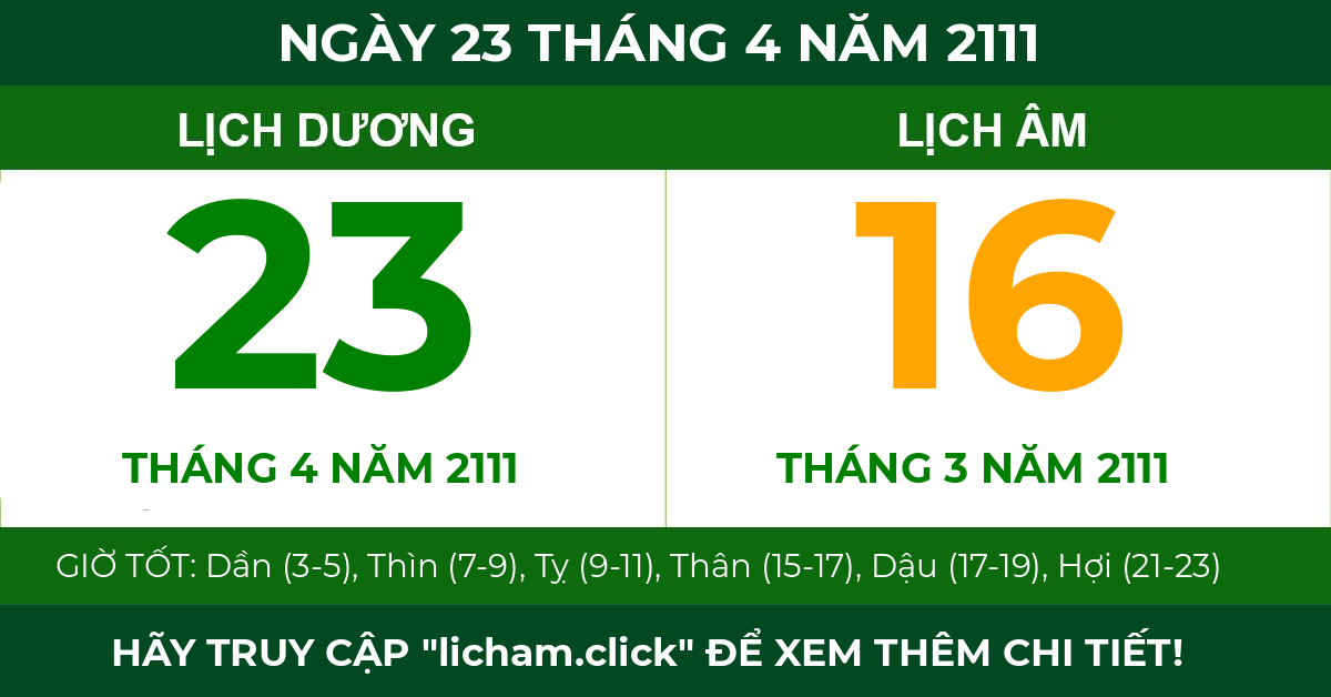 lịch âm ngày 23 tháng 4 năm 2111