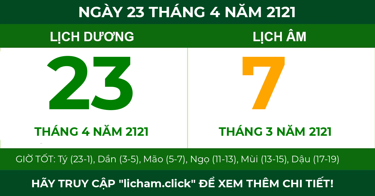 lịch âm ngày 23 tháng 4 năm 2121
