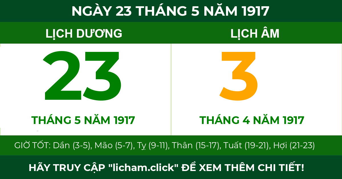 lịch âm ngày 23 tháng 5 năm 1917