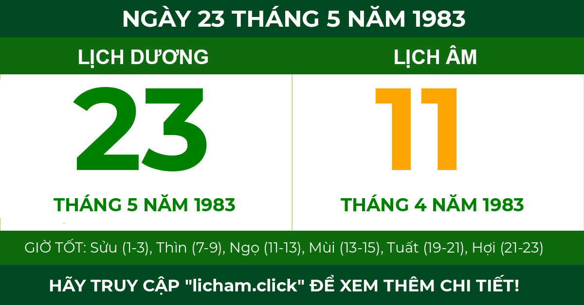 lịch âm ngày 23 tháng 5 năm 1983