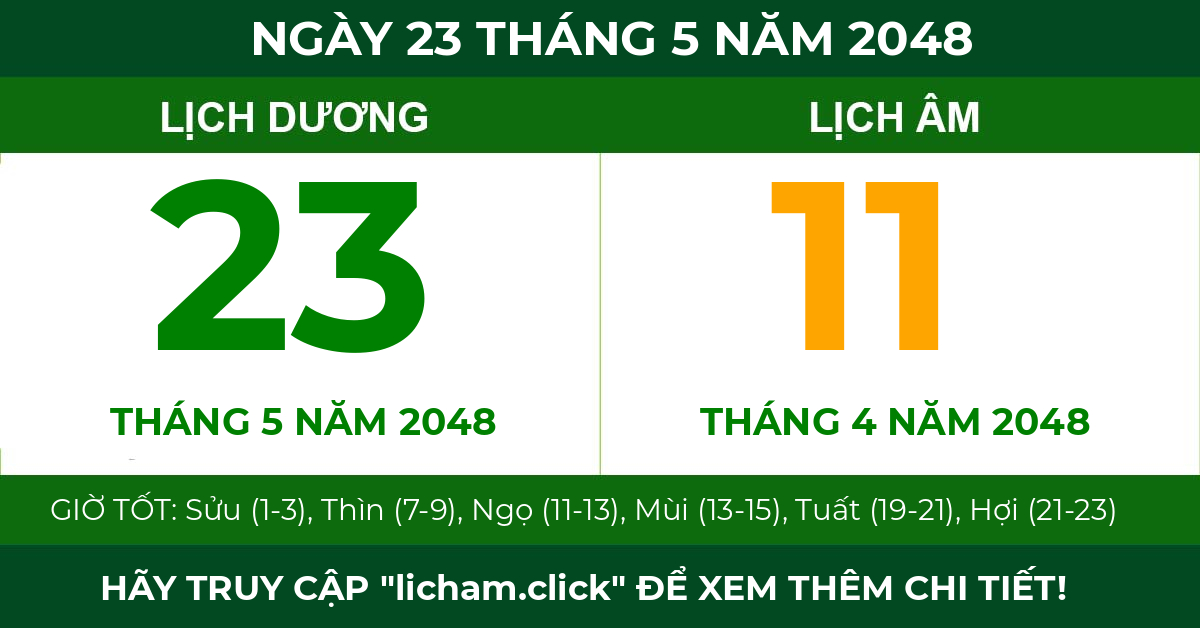 lịch âm ngày 23 tháng 5 năm 2048