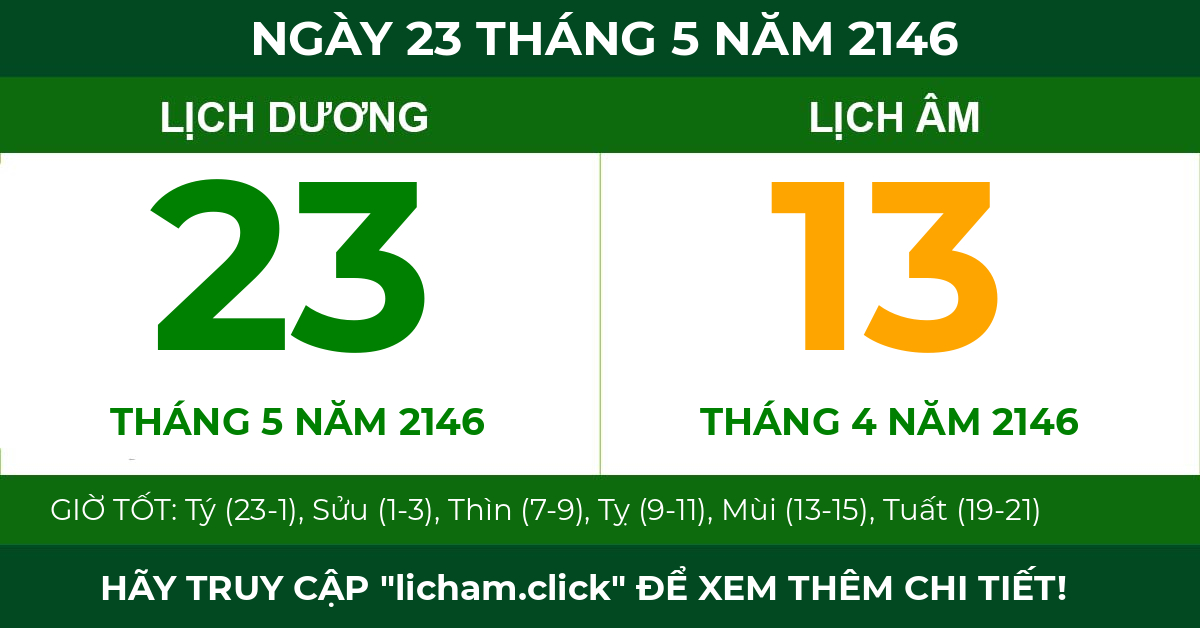lịch âm ngày 23 tháng 5 năm 2146
