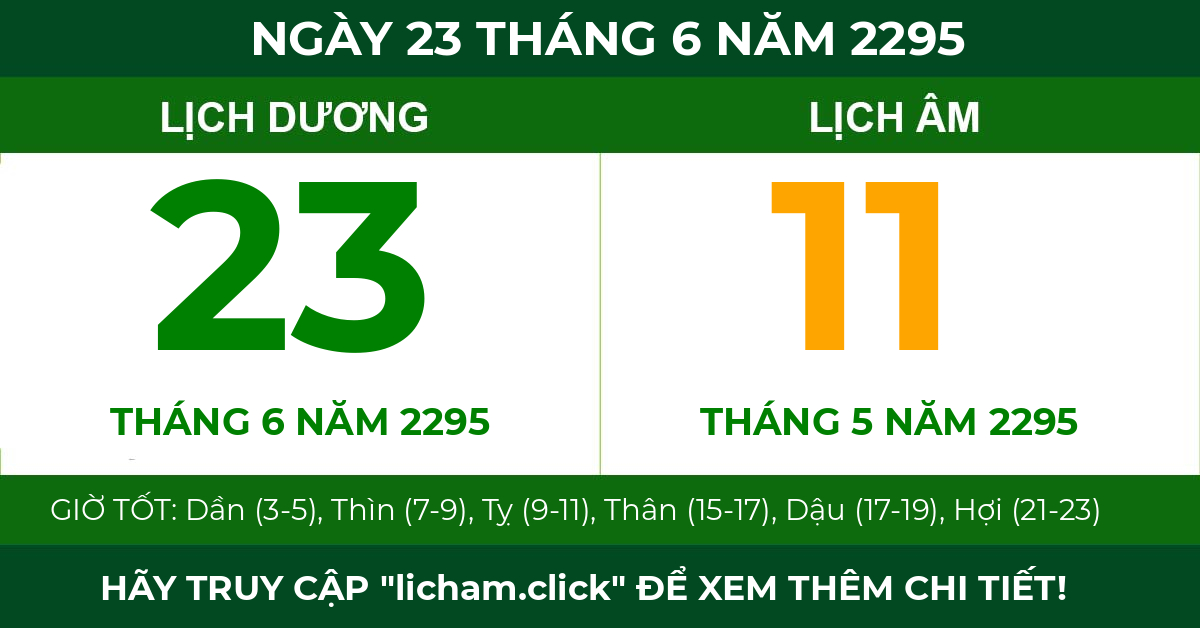 lịch âm ngày 23 tháng 6 năm 2295