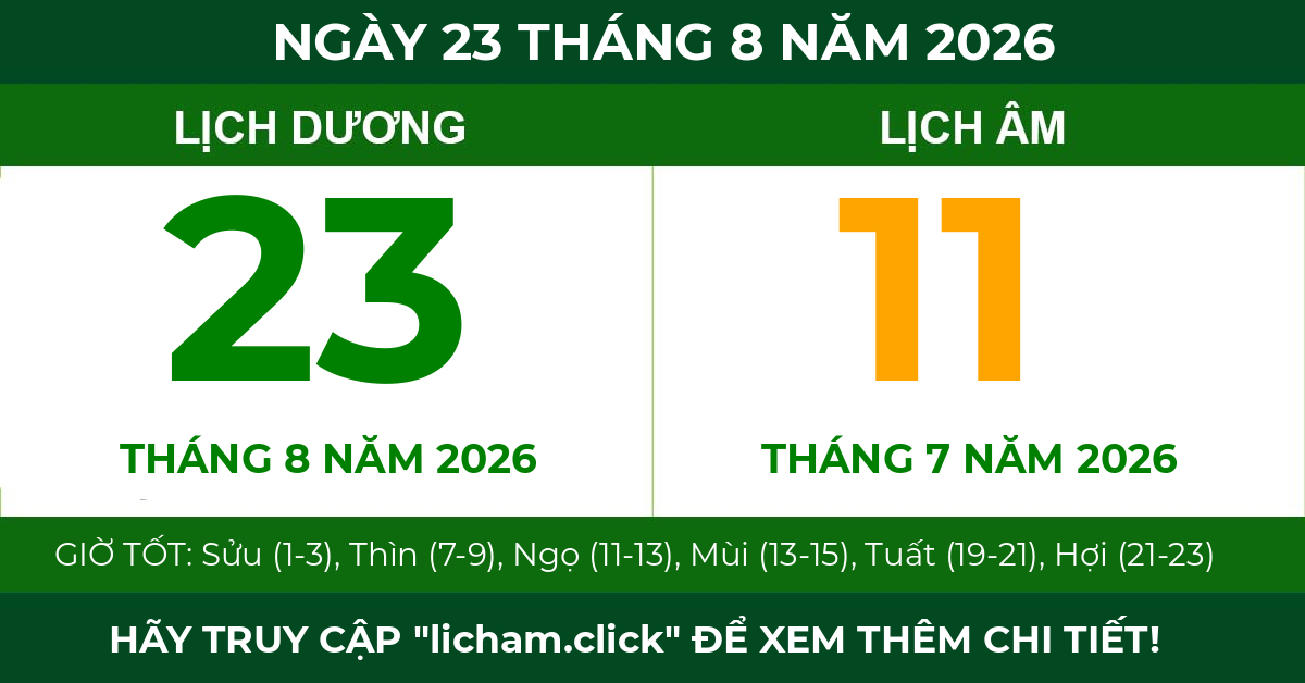 lịch âm ngày 23 tháng 8 năm 2026