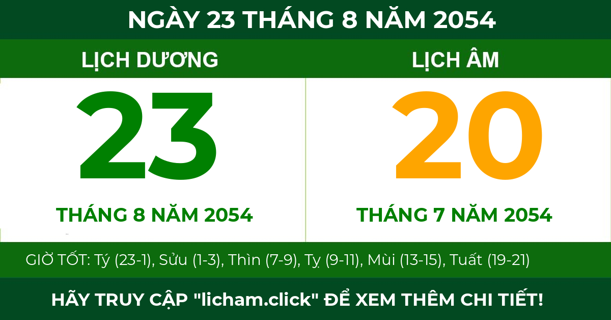 lịch âm ngày 23 tháng 8 năm 2054
