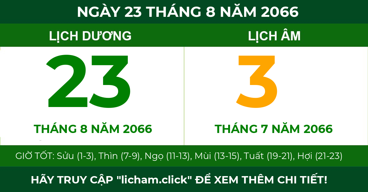 lịch âm ngày 23 tháng 8 năm 2066