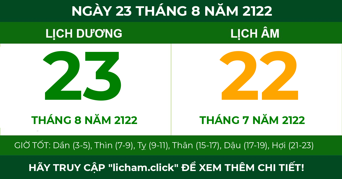 lịch âm ngày 23 tháng 8 năm 2122