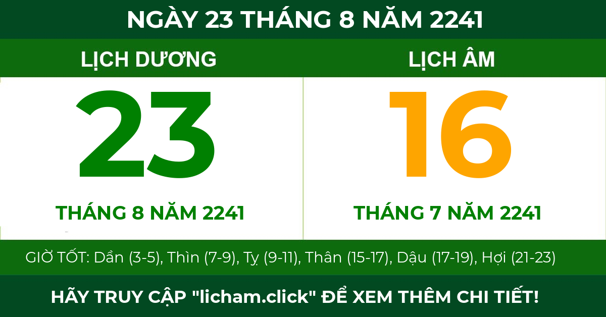 lịch âm ngày 23 tháng 8 năm 2241