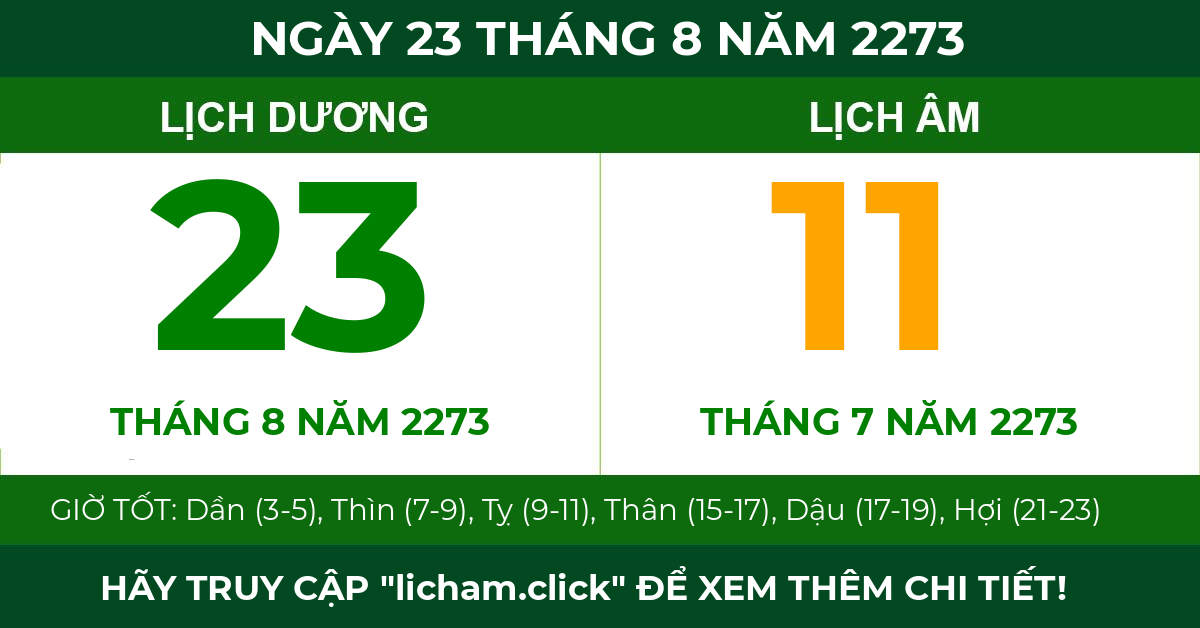 lịch âm ngày 23 tháng 8 năm 2273
