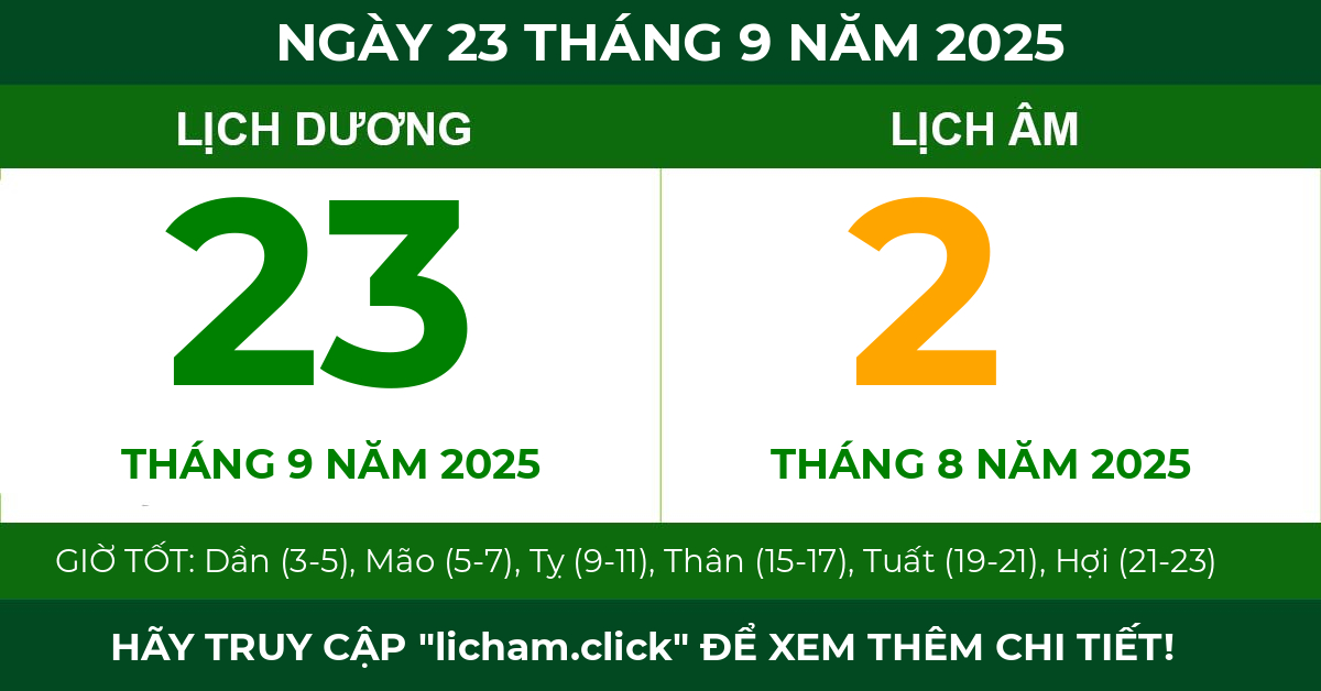 lịch âm ngày 23 tháng 9 năm 2025