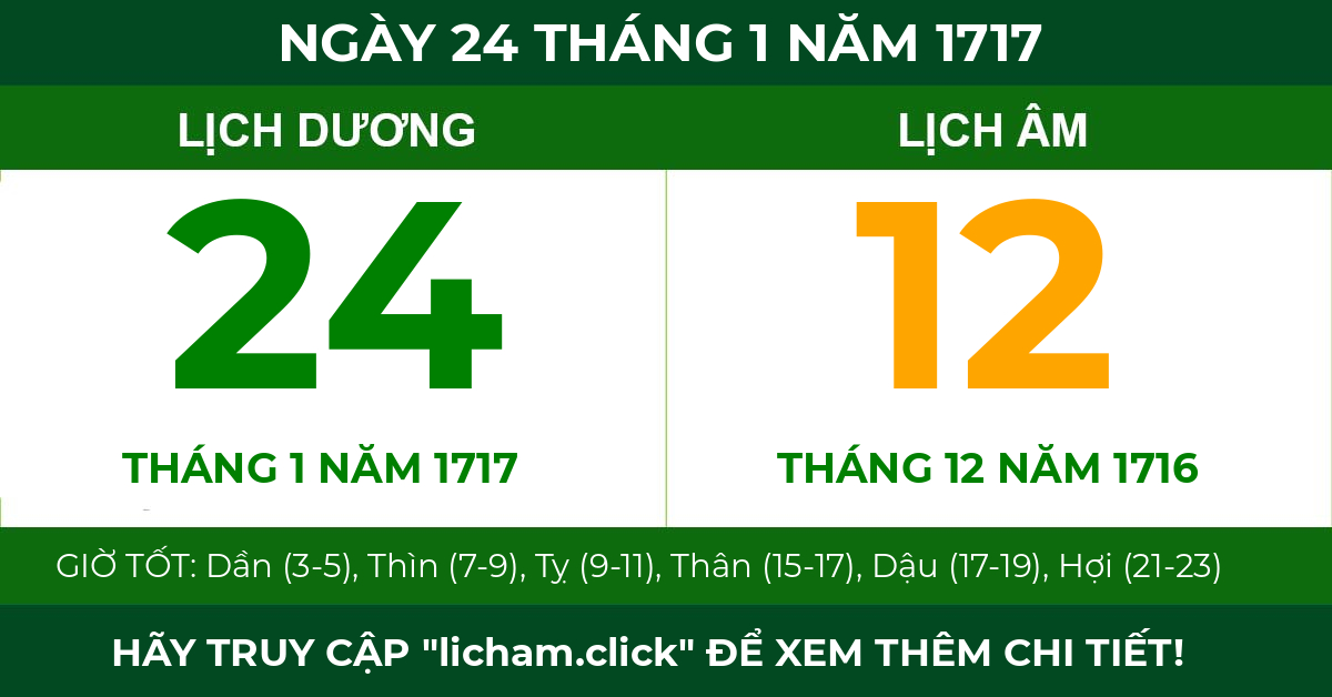 lịch âm ngày 24 tháng 1 năm 1717