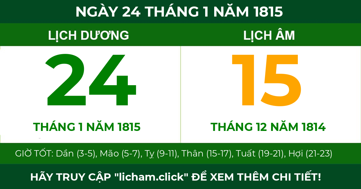 lịch âm ngày 24 tháng 1 năm 1815
