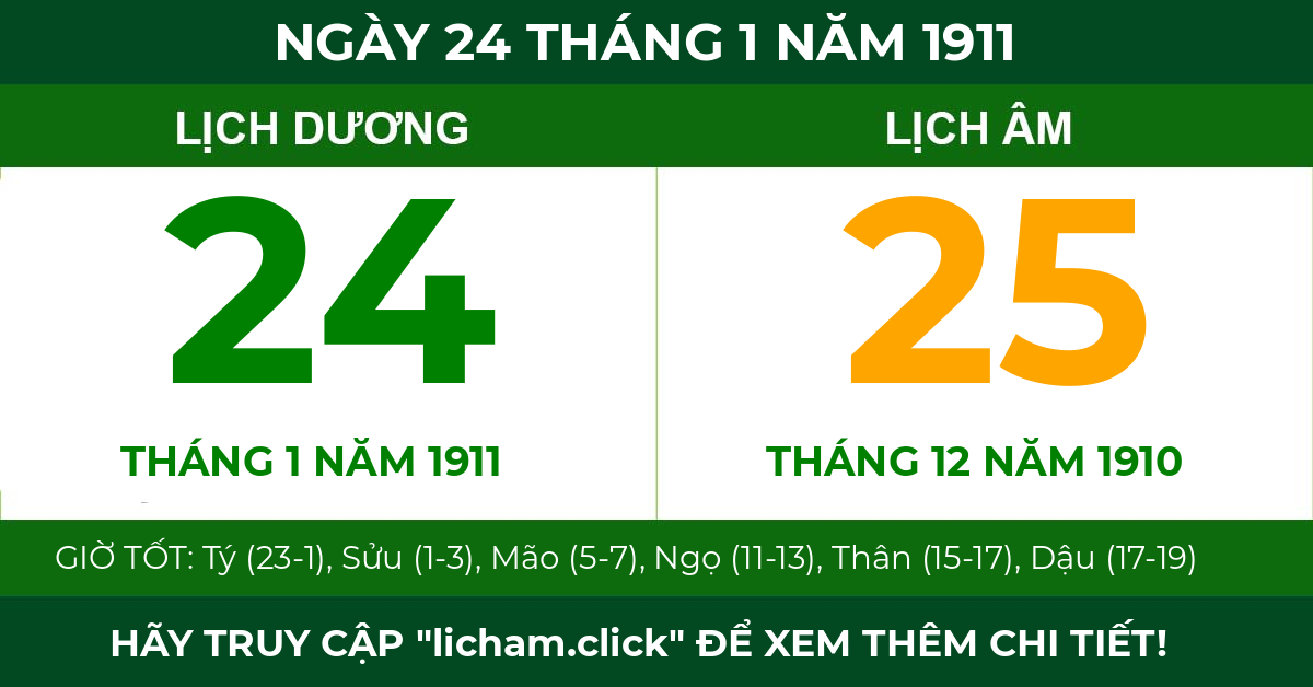 lịch âm ngày 24 tháng 1 năm 1911