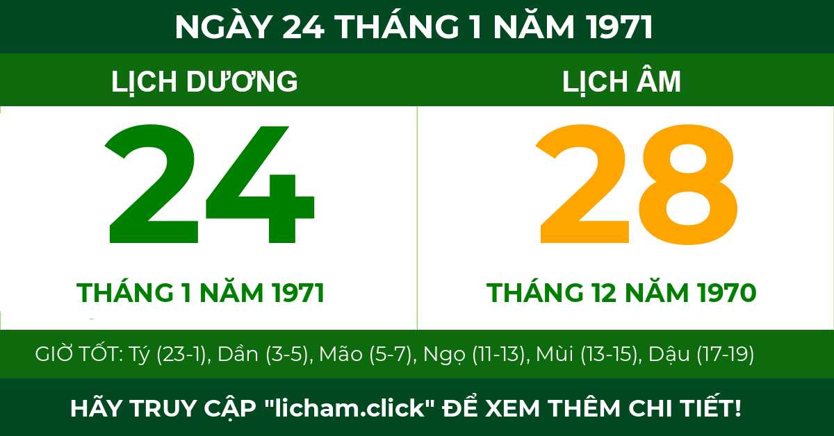 lịch âm ngày 24 tháng 1 năm 1971