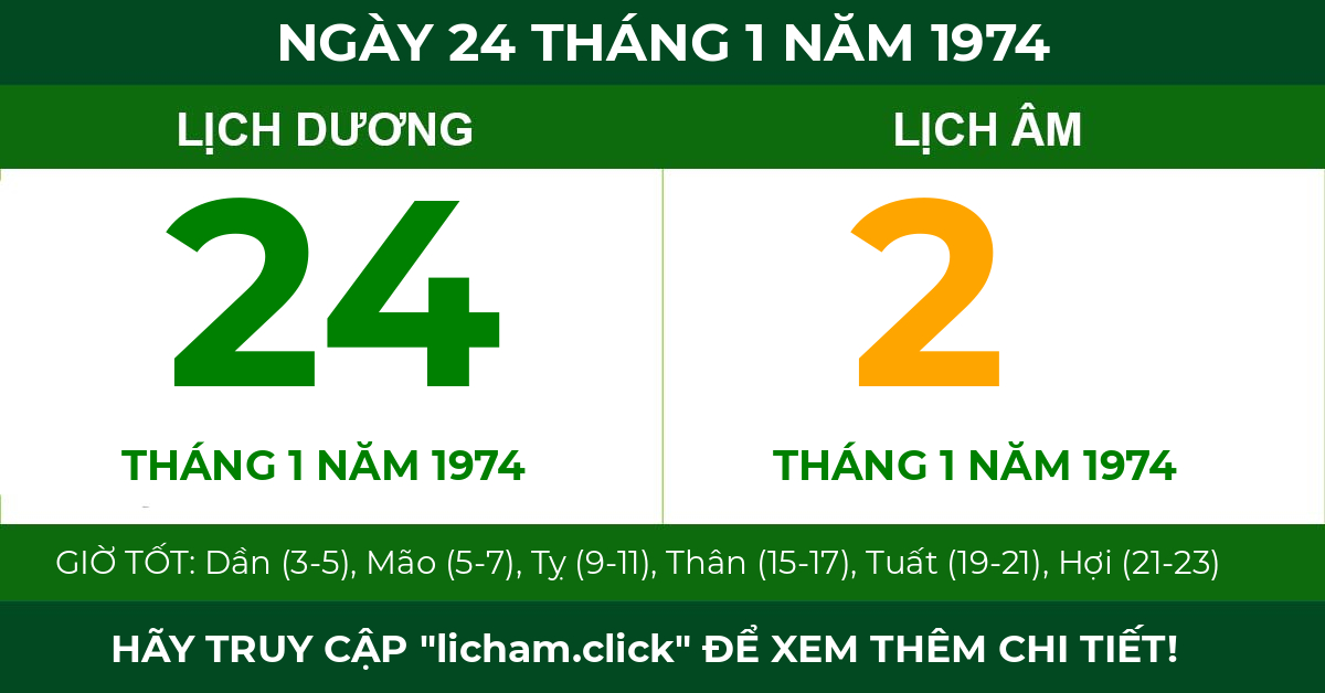 lịch âm ngày 24 tháng 1 năm 1974
