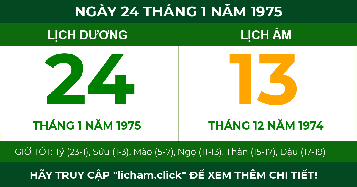 lịch âm ngày 24 tháng 1 năm 1975