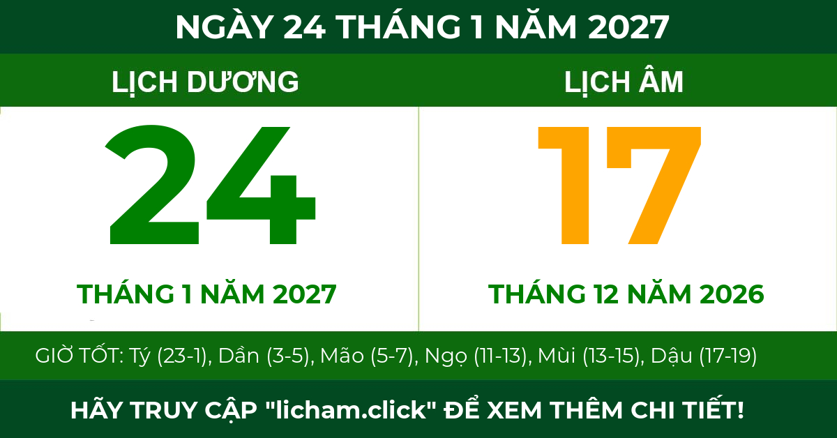 lịch âm ngày 24 tháng 1 năm 2027