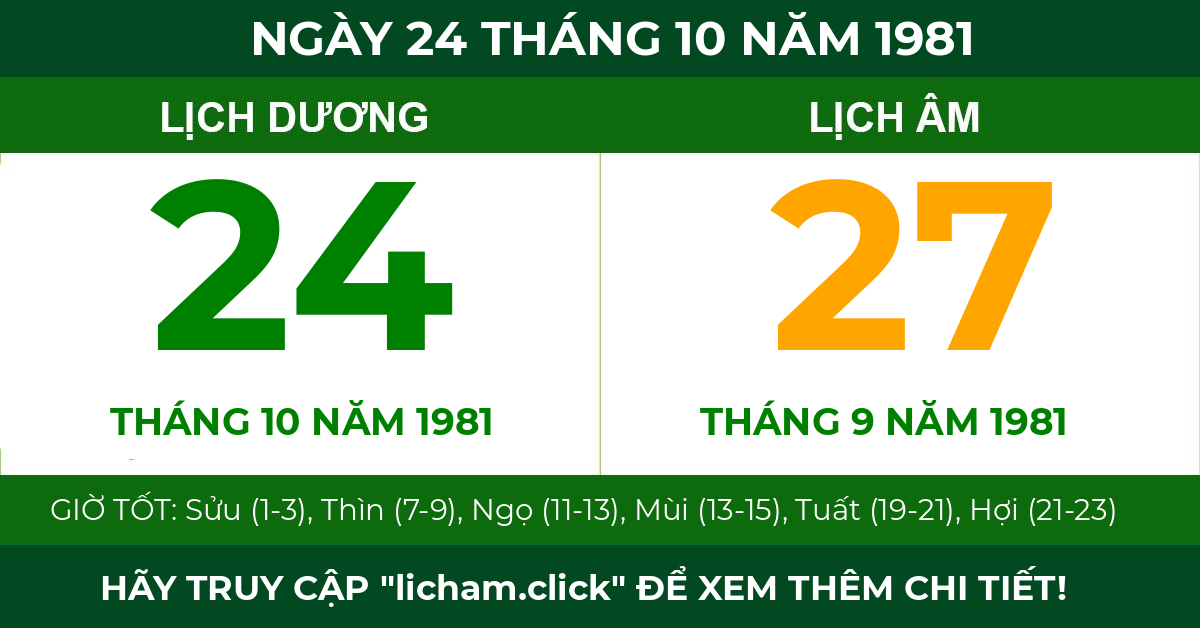 lịch âm ngày 24 tháng 10 năm 1981