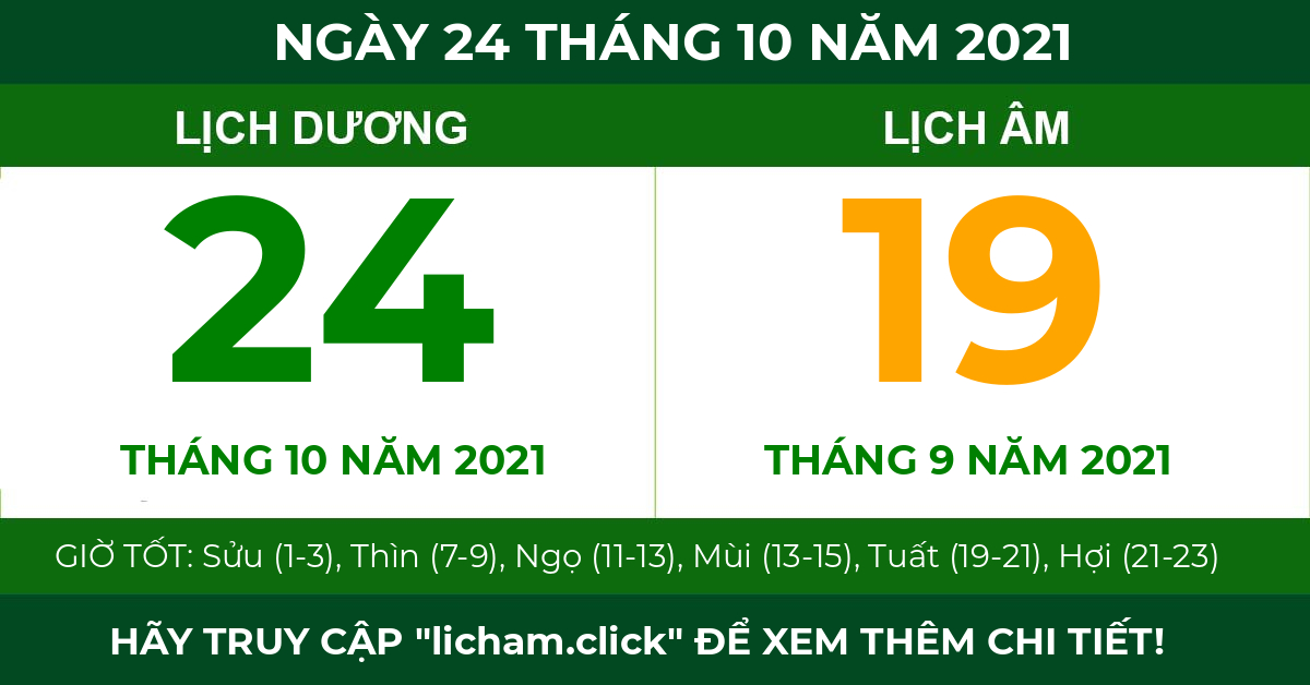 lịch âm ngày 24 tháng 10 năm 2021