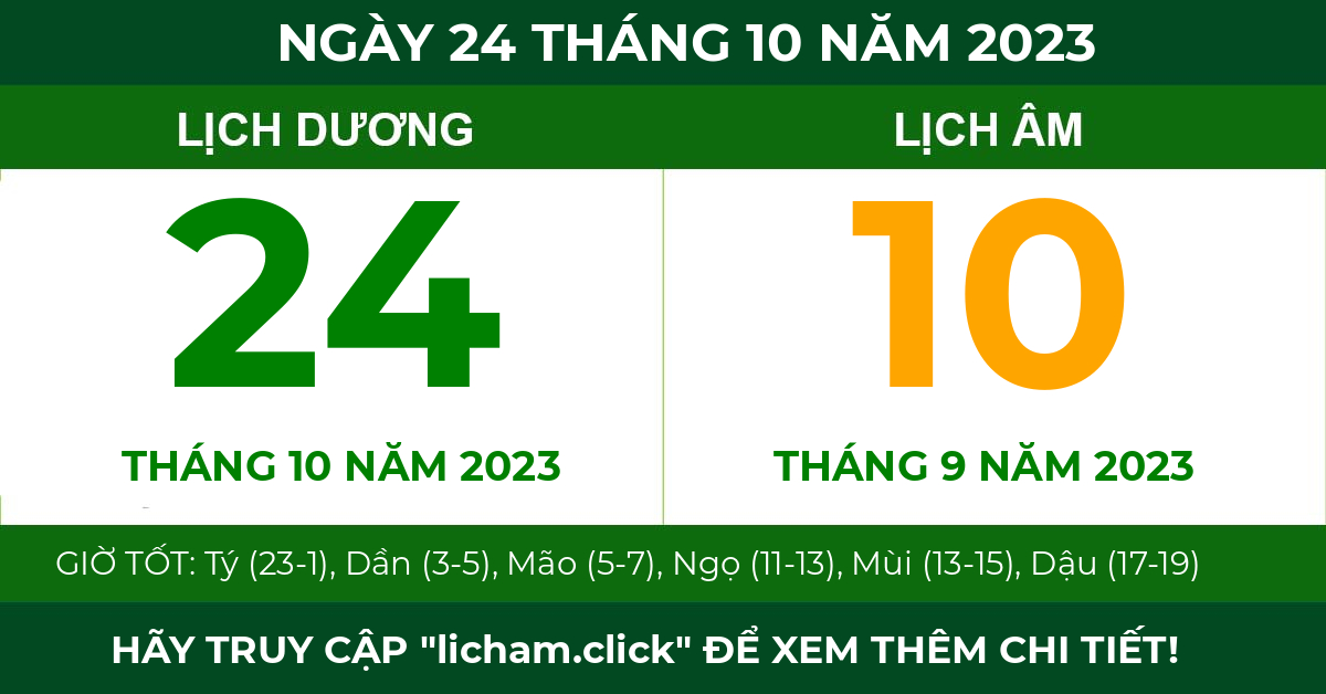 lịch âm ngày 24 tháng 10 năm 2023