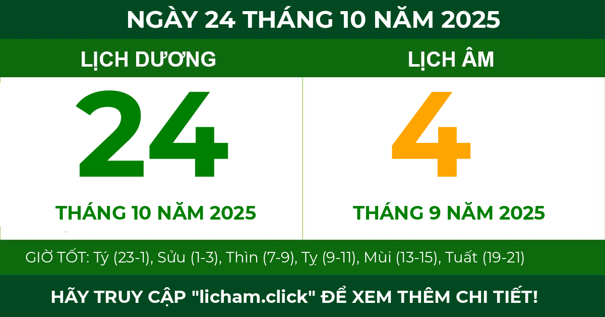 lịch âm ngày 24 tháng 10 năm 2025