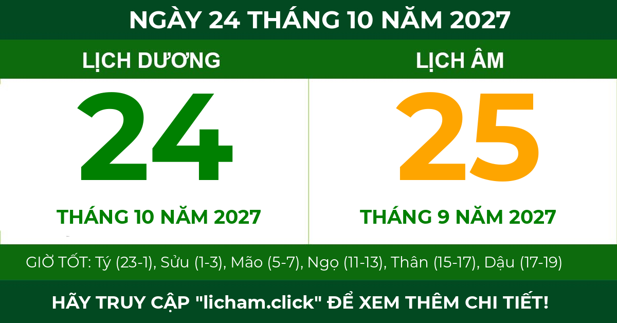lịch âm ngày 24 tháng 10 năm 2027