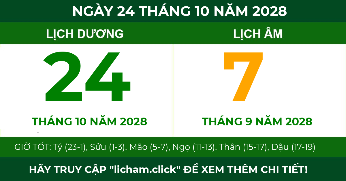 lịch âm ngày 24 tháng 10 năm 2028