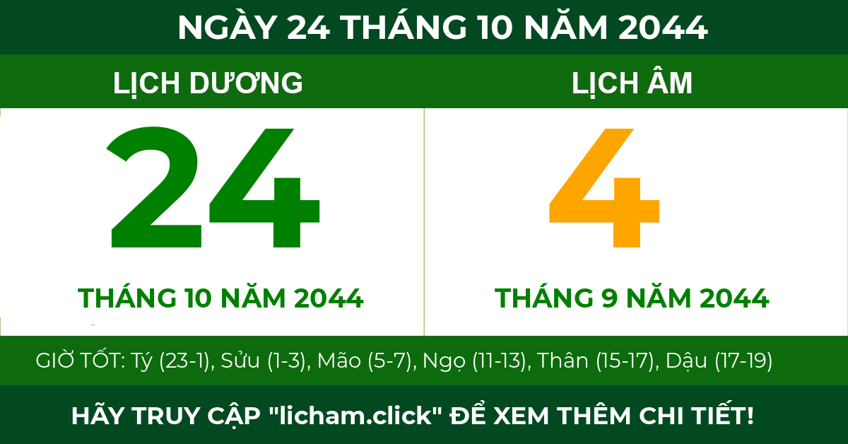 lịch âm ngày 24 tháng 10 năm 2044