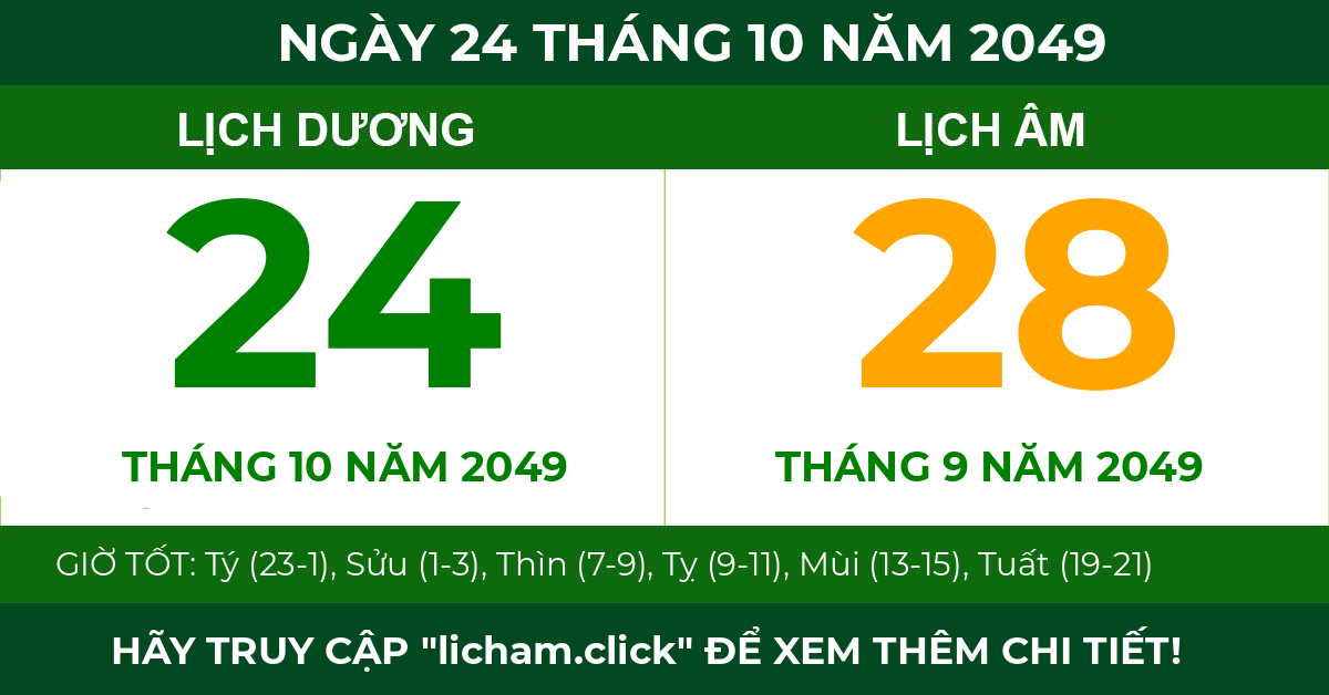 lịch âm ngày 24 tháng 10 năm 2049